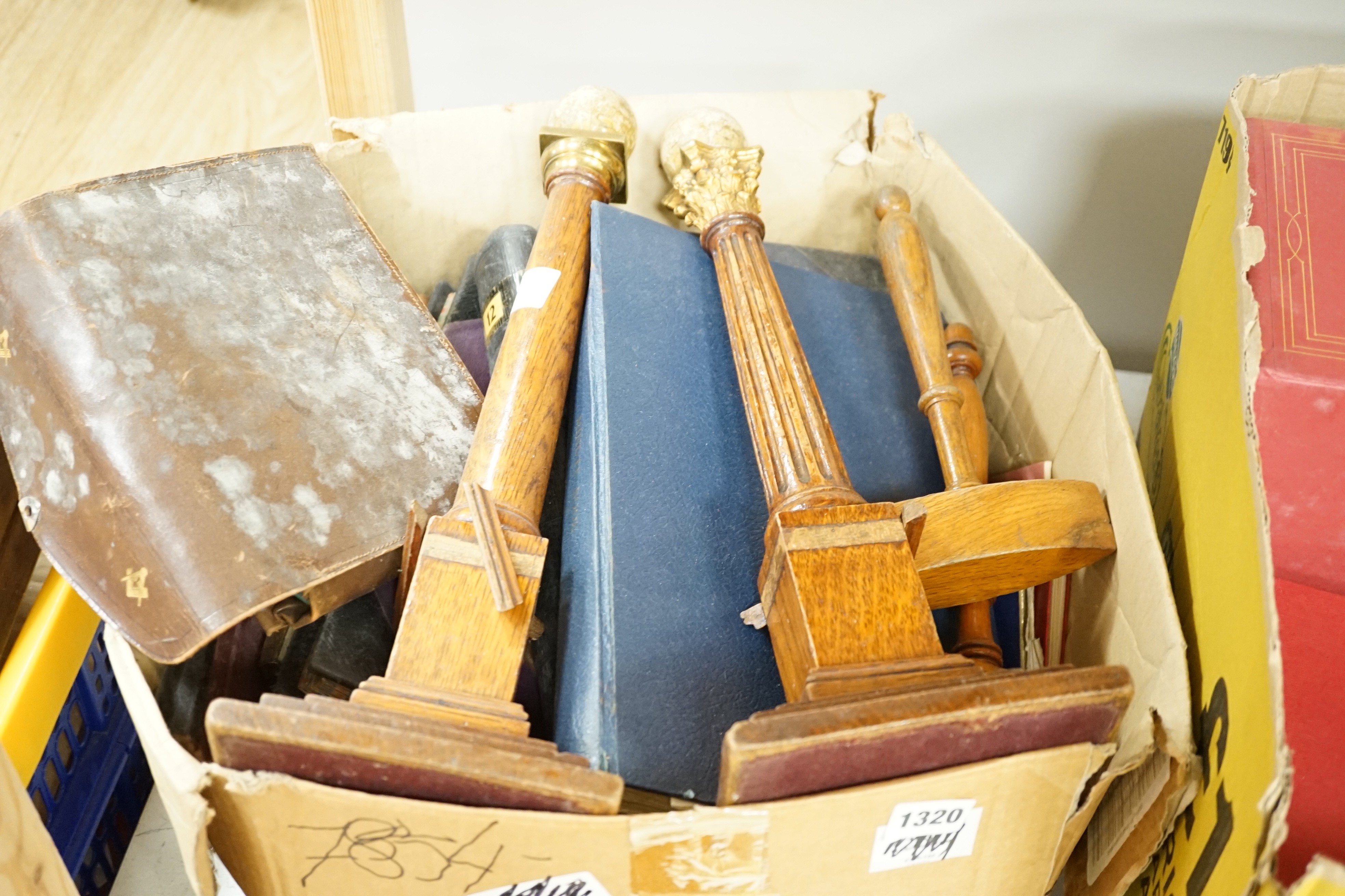 Masonic wares: cased aprons, ledgers and general objects